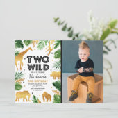 Twee wilde 2e verjaardag van de Safari Dierenparti Kaart (Staand voorkant)