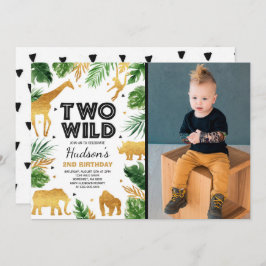 Twee wilde 2e verjaardag van de Safari Dierenparti Kaart