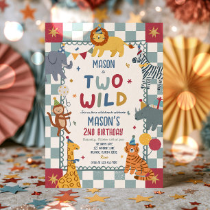 Twee Wilde 2e Verjaardagsfeestje Jongensfeest Dier Kaart