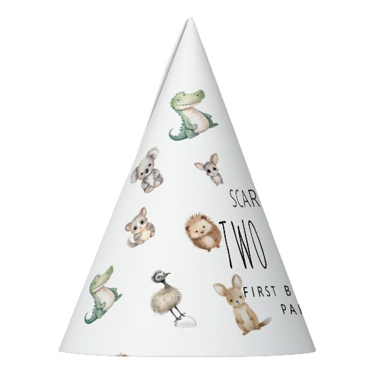 Twee wilde! Aussie Animal Verjaardagsfeest Welkom Feesthoedjes (Links)