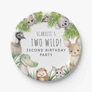 Twee Wilde! Australische Dieren Verjaardagsfeestje Papieren Bordje