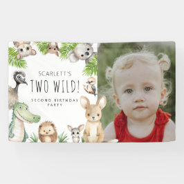 Twee Wilde! Australische Dieren Verjaardagsfeestje Spandoek