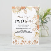 Twee wilde bloem 2e Verjaardag uitnodiging (Staand voorkant)