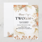 Twee wilde bloem 2e Verjaardag uitnodiging (Voorkant / Achterkant)