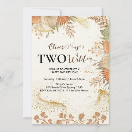 Twee wilde bloem 2e Verjaardag uitnodiging