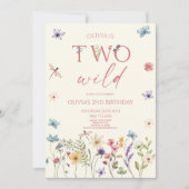 Twee Wilde Bloem Wilde Bloem 2e Verjaardagsfeest Kaart (Voorkant)