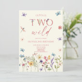 Twee Wilde Bloem Wilde Bloem 2e Verjaardagsfeest Kaart (Staand voorkant)