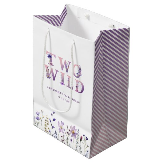 Twee Wilde Bloemen 2e Verjaardag Gift Bag Medium Cadeauzakje (Voorkant Gekanteld)
