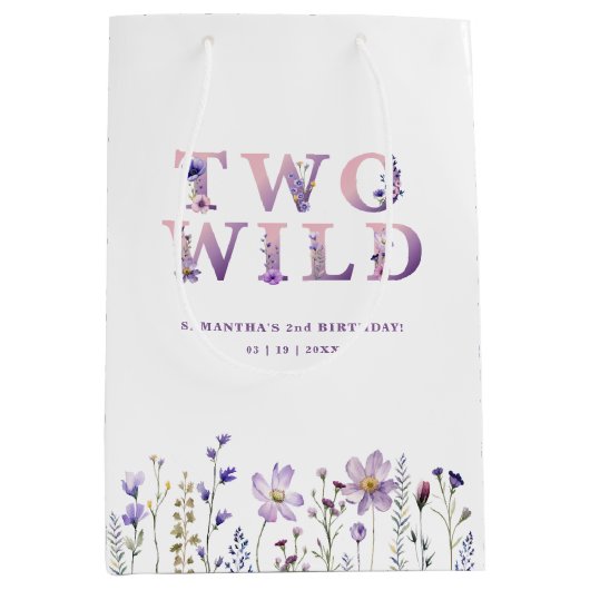 Twee Wilde Bloemen 2e Verjaardag Gift Bag Medium Cadeauzakje (Voorkant)