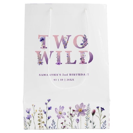Twee Wilde Bloemen 2e Verjaardag Gift Bag Medium Cadeauzakje (Achterkant)