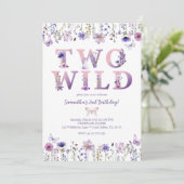 Twee wilde bloemen tweede verjaardag uitnodiging (Staand voorkant)