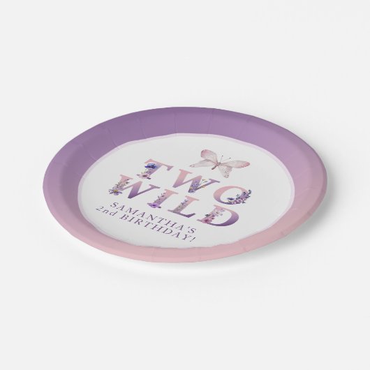 Twee wilde bloemen tweede verjaardagsfeest Borden Papieren Bordje (Gekanteld)