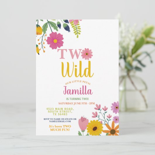 Twee Wilde Bloemen Verjaardag 2e Feestblaadjes Mei Kaart (Staand voorkant)