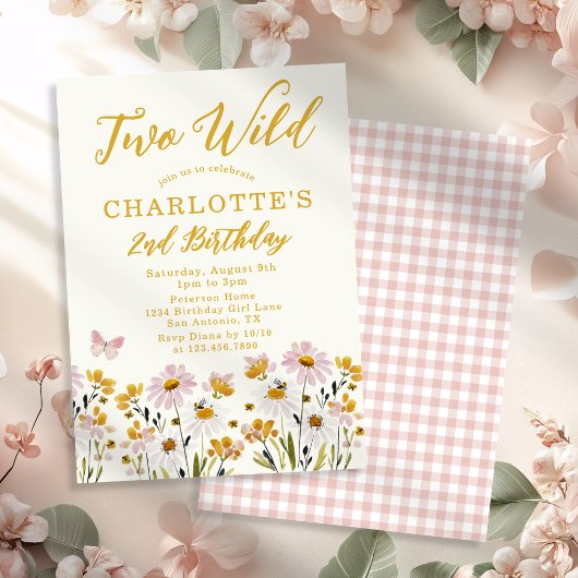 Twee Wilde Bloemen Vlindertuin 2e Verjaardag Kaart