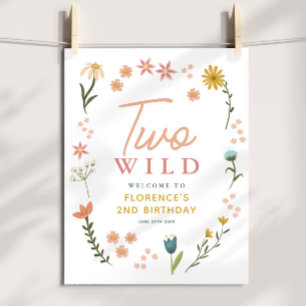 Twee wilde boho-verjaardags welkomstbord voor meis poster