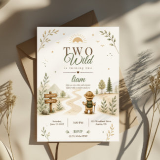 Twee wilde boho-verkennende verjaardagsontwerp kaart
