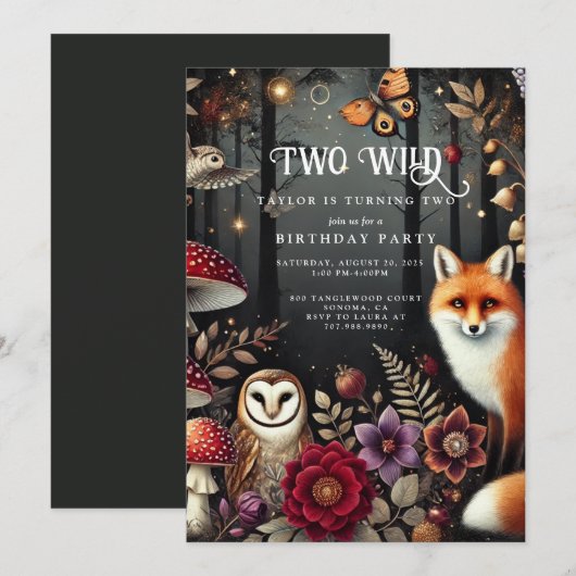 Twee wilde bosdieren 2e verjaardag kaart (Voorkant / Achterkant)