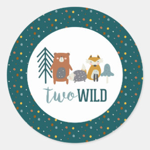 Twee Wilde Bosdieren Tweede Verjaardag Ronde Sticker