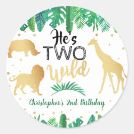 Twee Wilde Boys Tweede verjaardag Favor Ronde Sticker