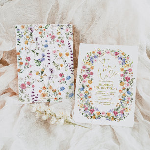 TWEE WILDE Bright Wildflower Garden 2e verjaardag Kaart