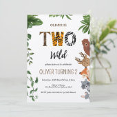 Twee Wilde Dieren Brieven 2e Verjaardag Kaart (Staand voorkant)