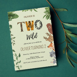 Twee Wilde Dieren Brieven Groen 2e Verjaardag Kaart