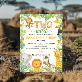 Twee wilde dieren Safari 2e verjaardagsfeest Kaart