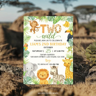 Twee wilde dieren Safari 2e verjaardagsfeest Kaart