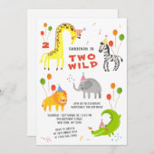 Twee wilde dieren van de 2e verjaardagssafari Cute Kaart (Voorkant / Achterkant)