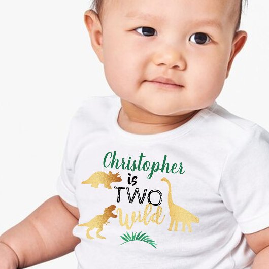 Twee Wilde Dinosaur Jongens 2de Verjaardag Kinder Shirts