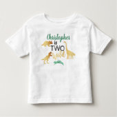 Twee Wilde Dinosaur Jongens 2e Verjaardag Kinder Shirts (Voorkant)