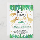 Twee Wilde Dinosaurus Jongens 2e Verjaardag Kaart (Voorkant)