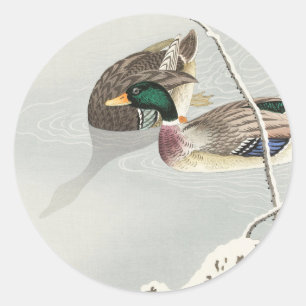Twee wilde eenden  ronde sticker