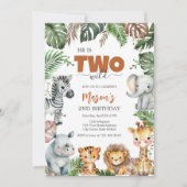 Twee wilde feestbeesten kinderen 2de verjaardag kaart (Voorkant)