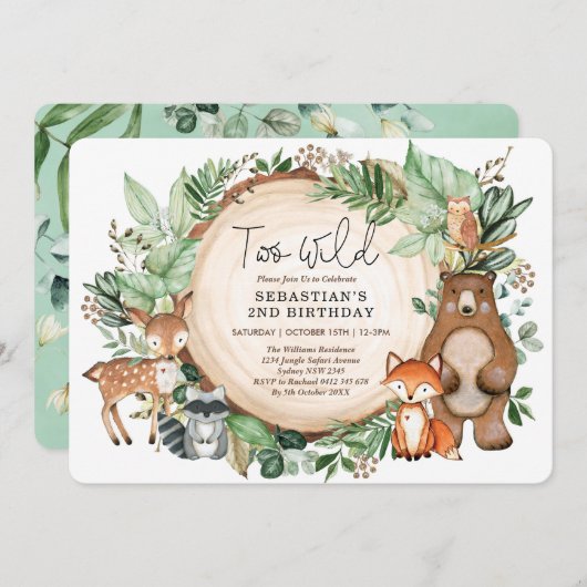 Twee wilde groene bossen 2e verjaardagsfeest kaart (Voorkant / Achterkant)