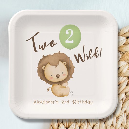 Twee Wilde Jongen 2e Verjaardag Papieren Bordje