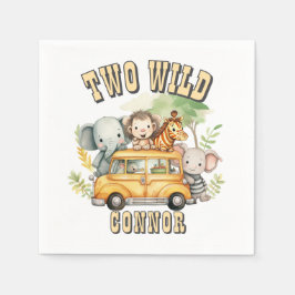 Twee wilde jongens verjaardag safari dieren  servet