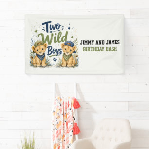 Twee Wilde Jongens Verjaardags Welkom Bord Spandoek