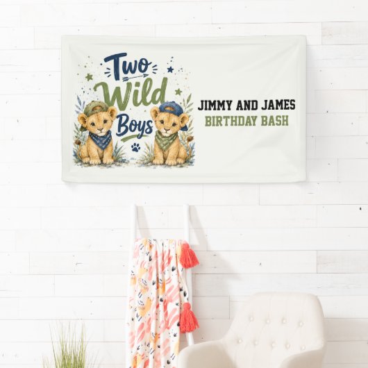 Twee Wilde Jongens Verjaardags Welkom Bord Spandoek (Insitu)