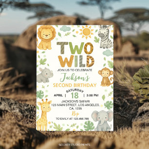 Twee Wilde Jungle Dieren Safari 2e Verjaardag Kaart