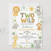 Twee Wilde Jungle Dieren Safari 2e Verjaardag Kaart (Voorkant)