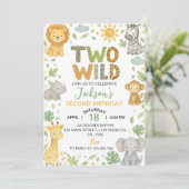 Twee Wilde Jungle Dieren Safari 2e Verjaardag Kaart (Staand voorkant)
