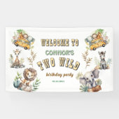 Twee wilde jungle safari 2e verjaardag Banner (Horizontaal)