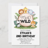 Twee wilde jungle safari dieren 2e verjaardagsfees kaart (Voorkant)