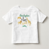 Twee Wilde Jungle Safari Jongens 2e Verjaardag Kinder Shirts (Voorkant)