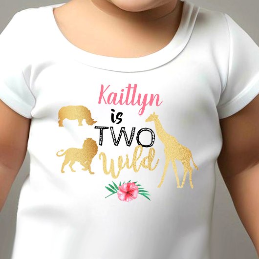 Twee Wilde Jungle Safari Meisjes 2e Verjaardag Kinder Shirts