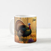 Twee wilde kalkoenen Thanksgiving Koffiemok (Voorkant links)