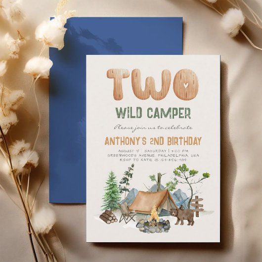 Twee Wilde Kampeerder Bos 2e Verjaardag Kaart