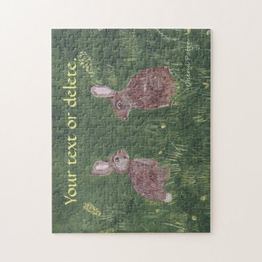Twee wilde konijntjes in gras Jouw tekst Puzzels (Verticaal)