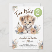 Twee Wilde Leeuw Sage Groene Ballon 2e Verjaardag  Kaart (Voorkant)